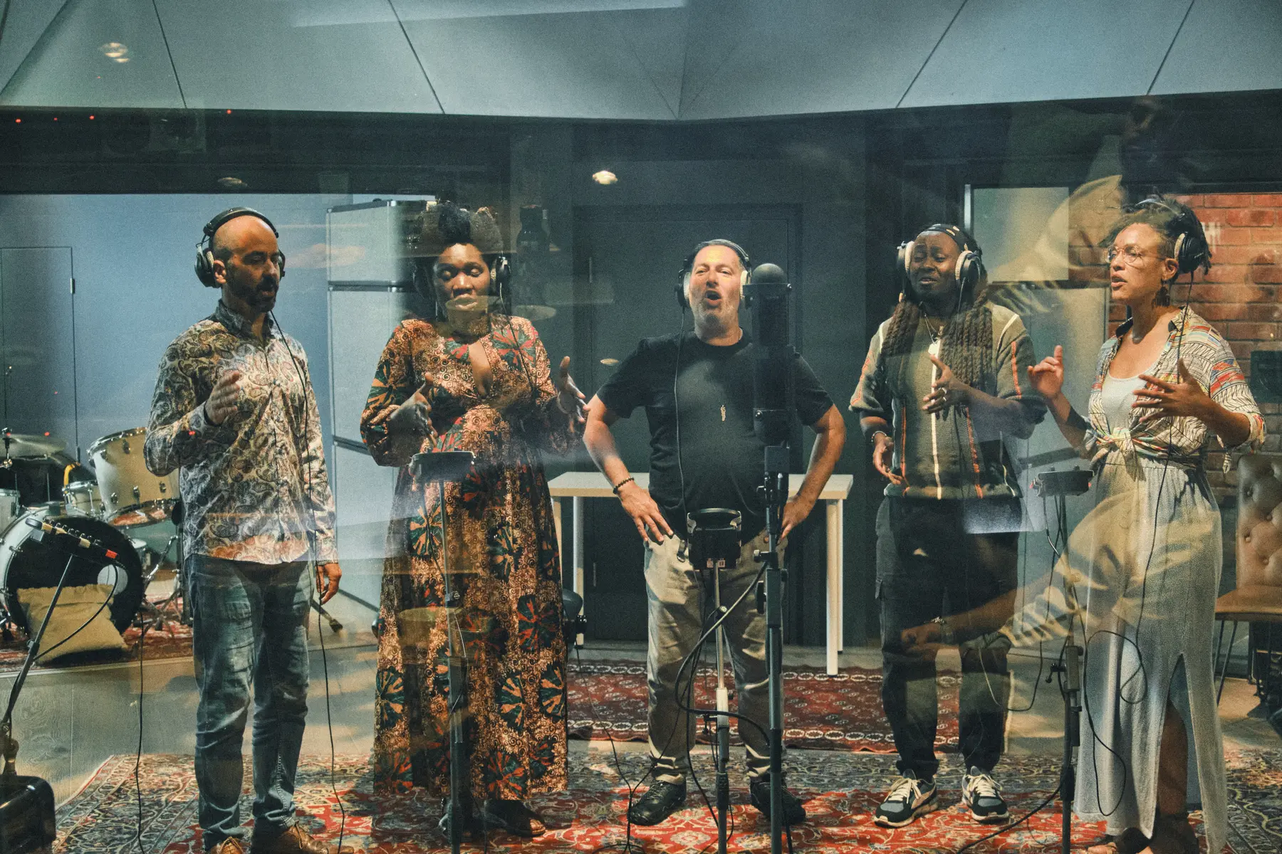 Vocal ensemble recording in the Salvation Studios live room