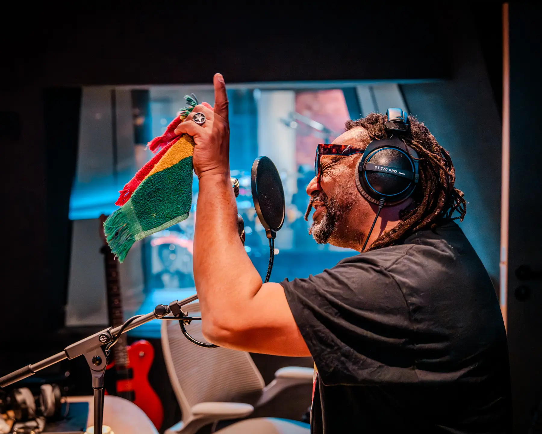 Benji tracking vocals for Skindred 2025