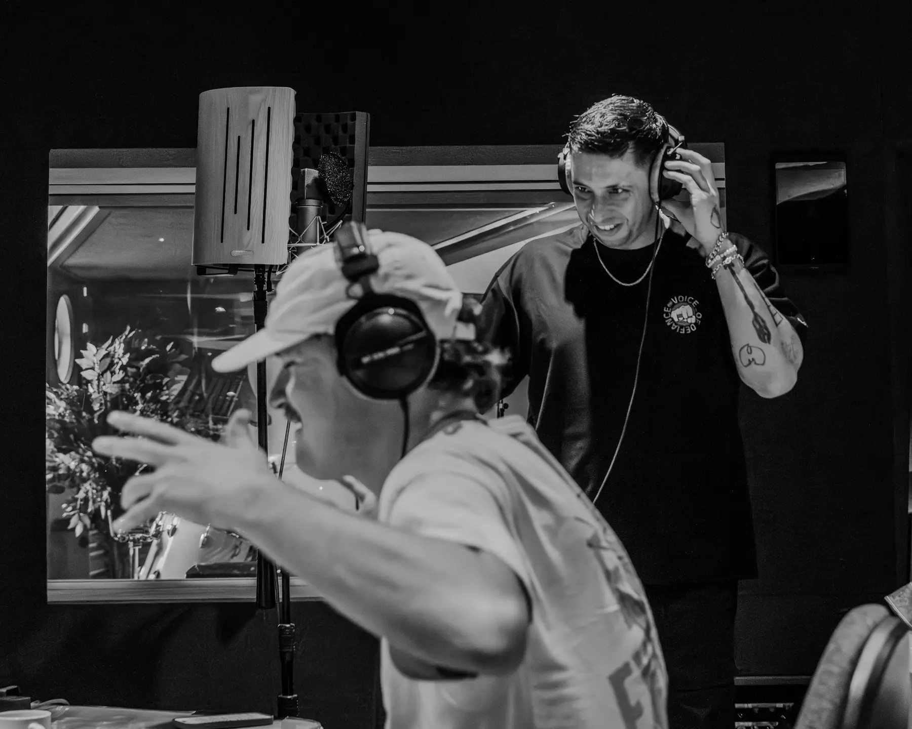 Badger and Example in the studio 2025